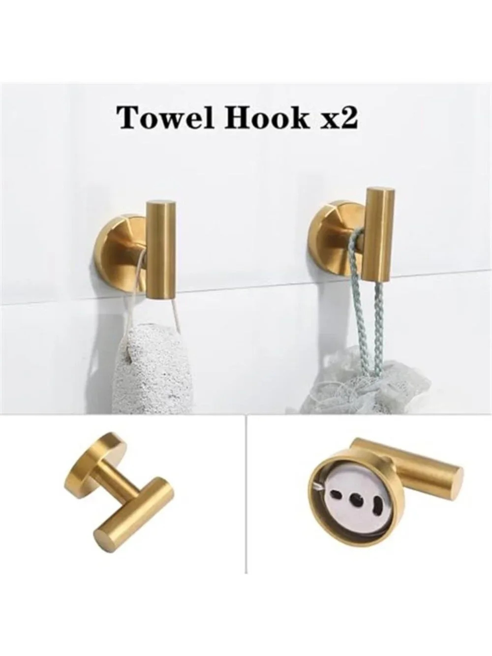 Brushed Gold Bathroom Hardware Set Towel Bar Towel Ring Hooks 5 Piece